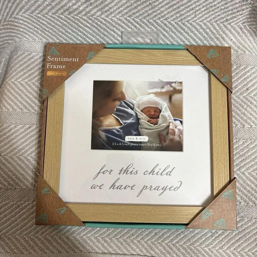 Kate & Milo Wooden Sentiment Picture Frame “For This Child We Have Prayed”